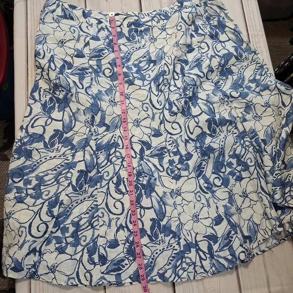 JM Collection Blue and White Linen Skirt Size 18w - Picture 5 of 13